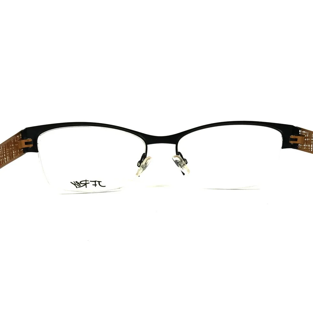 J.F. Rey Eyeglasses Frames JF2587 0050 Matte Black Orange Half Rim 54-17-140